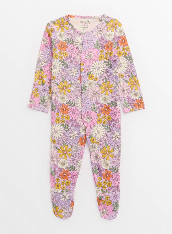 Lilac Vintage Floral Print Sleepsuit Up to 3 mths